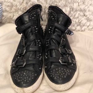Ash studded black leather sneakers